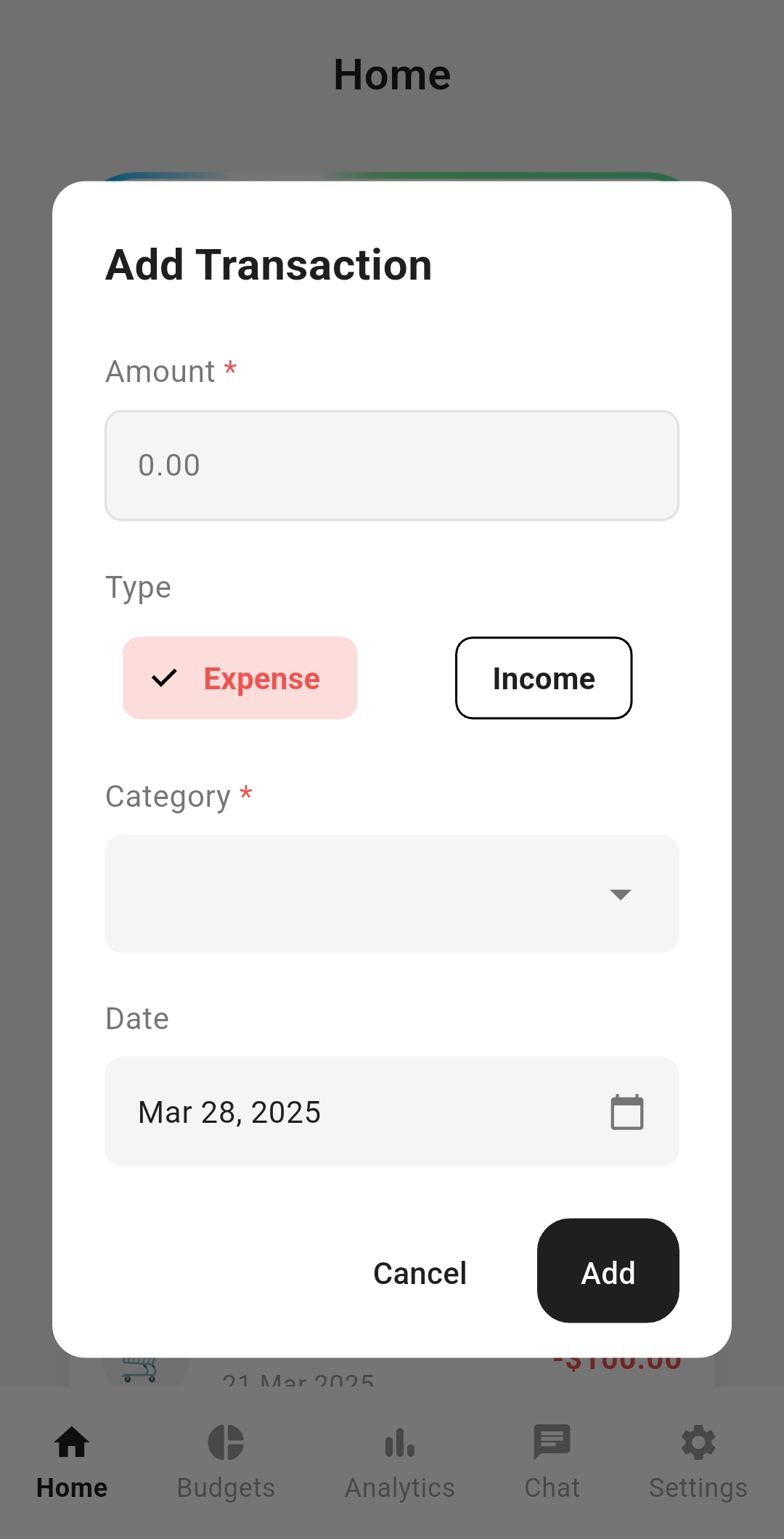 Add transactions instantly
